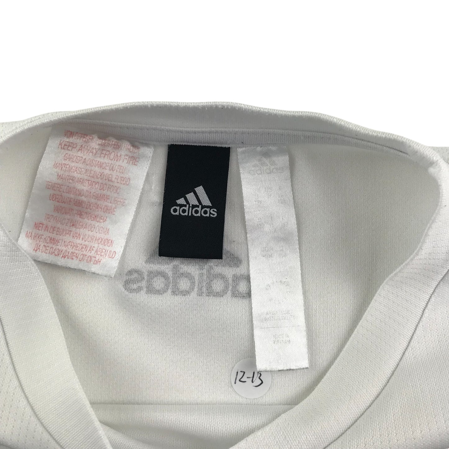 Adidas sports top 11-12 years white with black stripe and logo