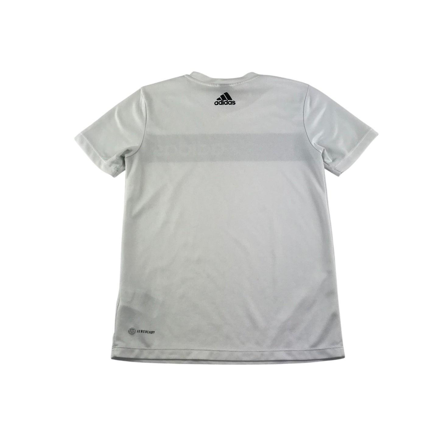 Adidas sports top 11-12 years white with black stripe and logo