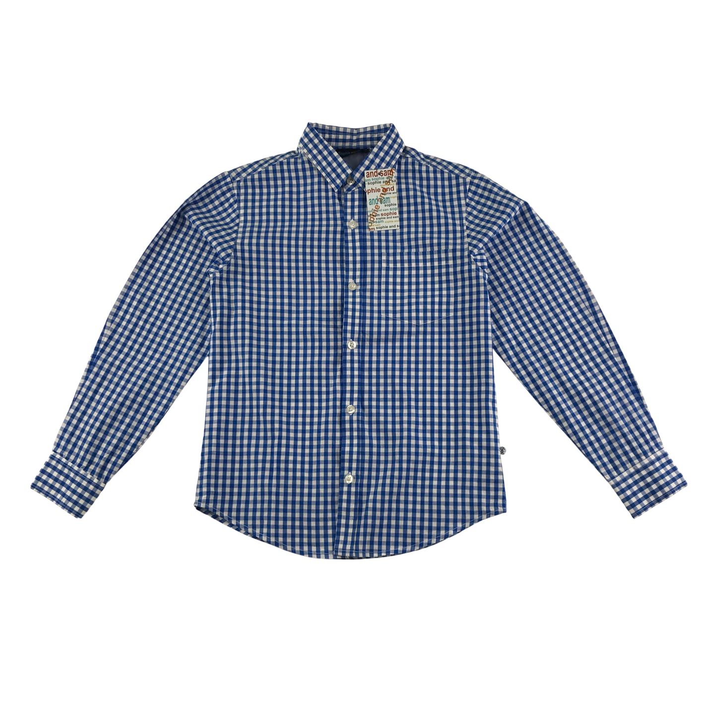 Sam & Sophie Shirt 13-14 Years Blue Gingham Check Cotton