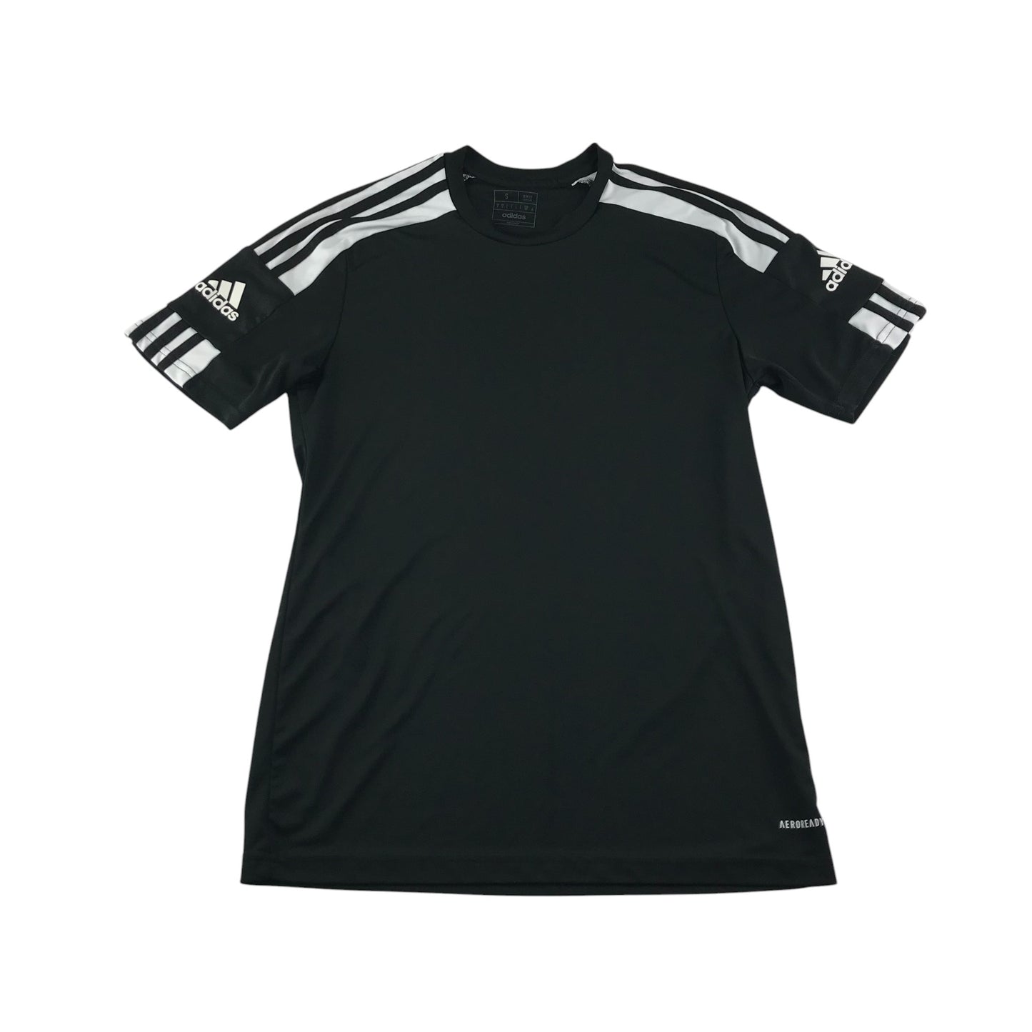 Adidas sports top men's S black with 3 white stripes and logos slim fit