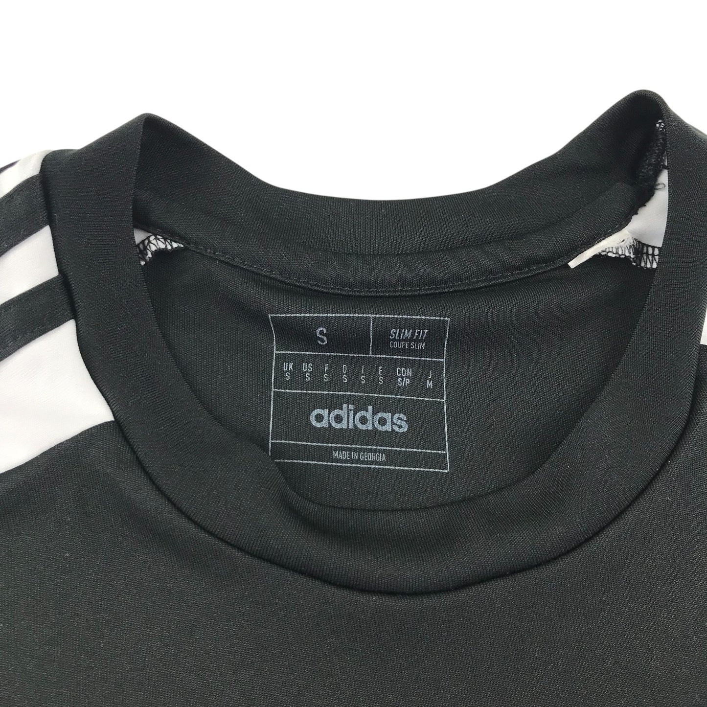 Adidas sports top men's S black with 3 white stripes and logos slim fit