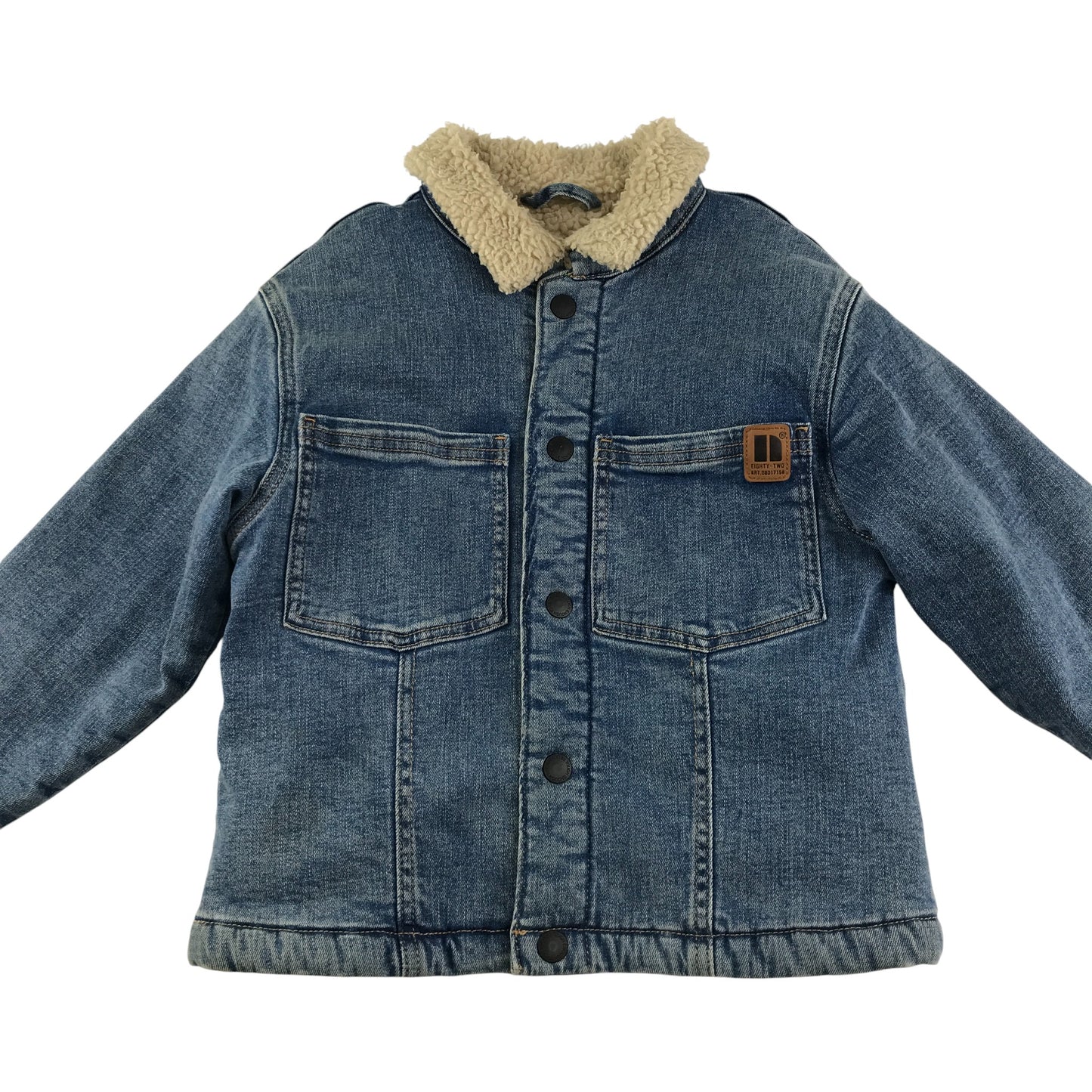 Next denim jacket 5-6 years light blue button up faux fur collar and interior