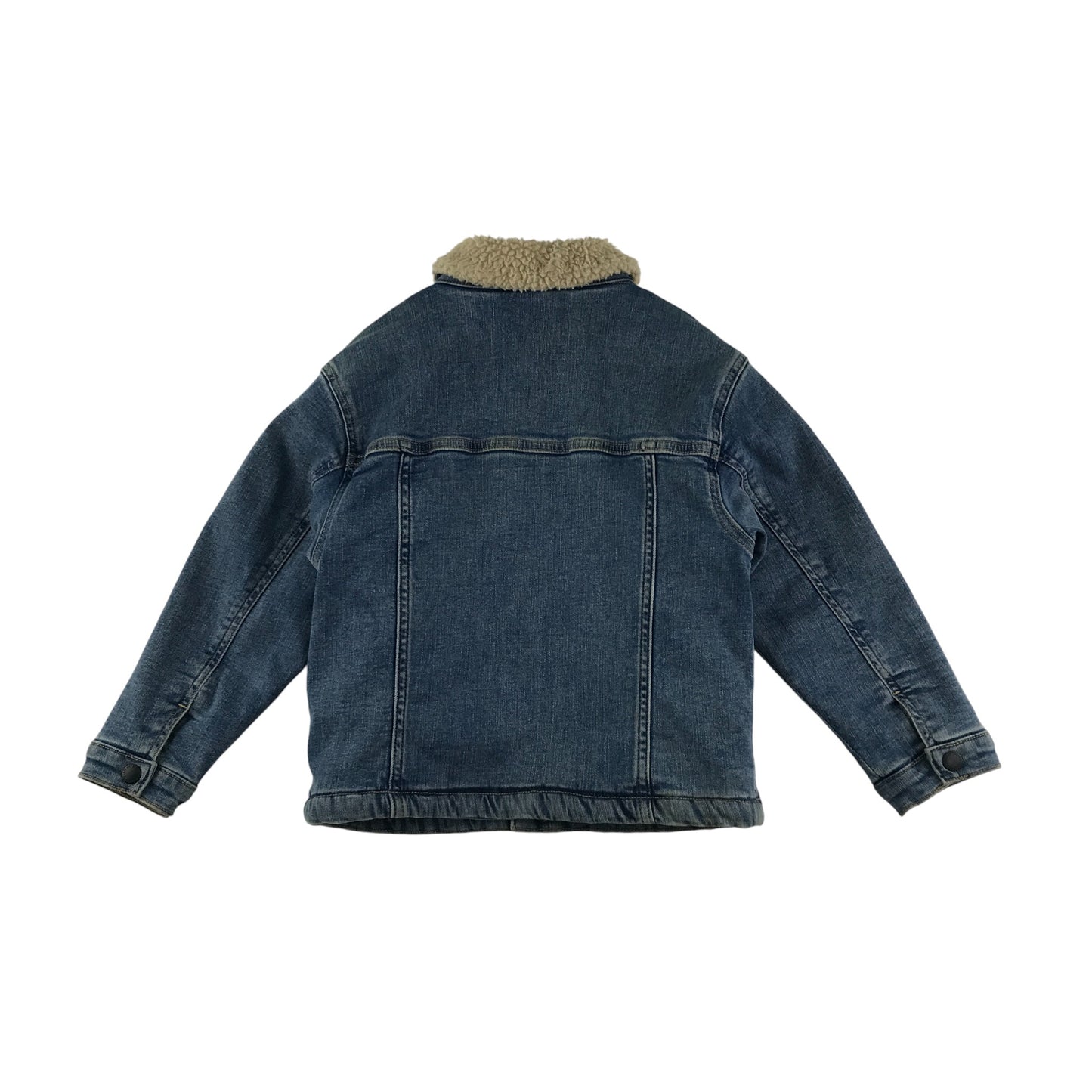 Next denim jacket 5-6 years light blue button up faux fur collar and interior