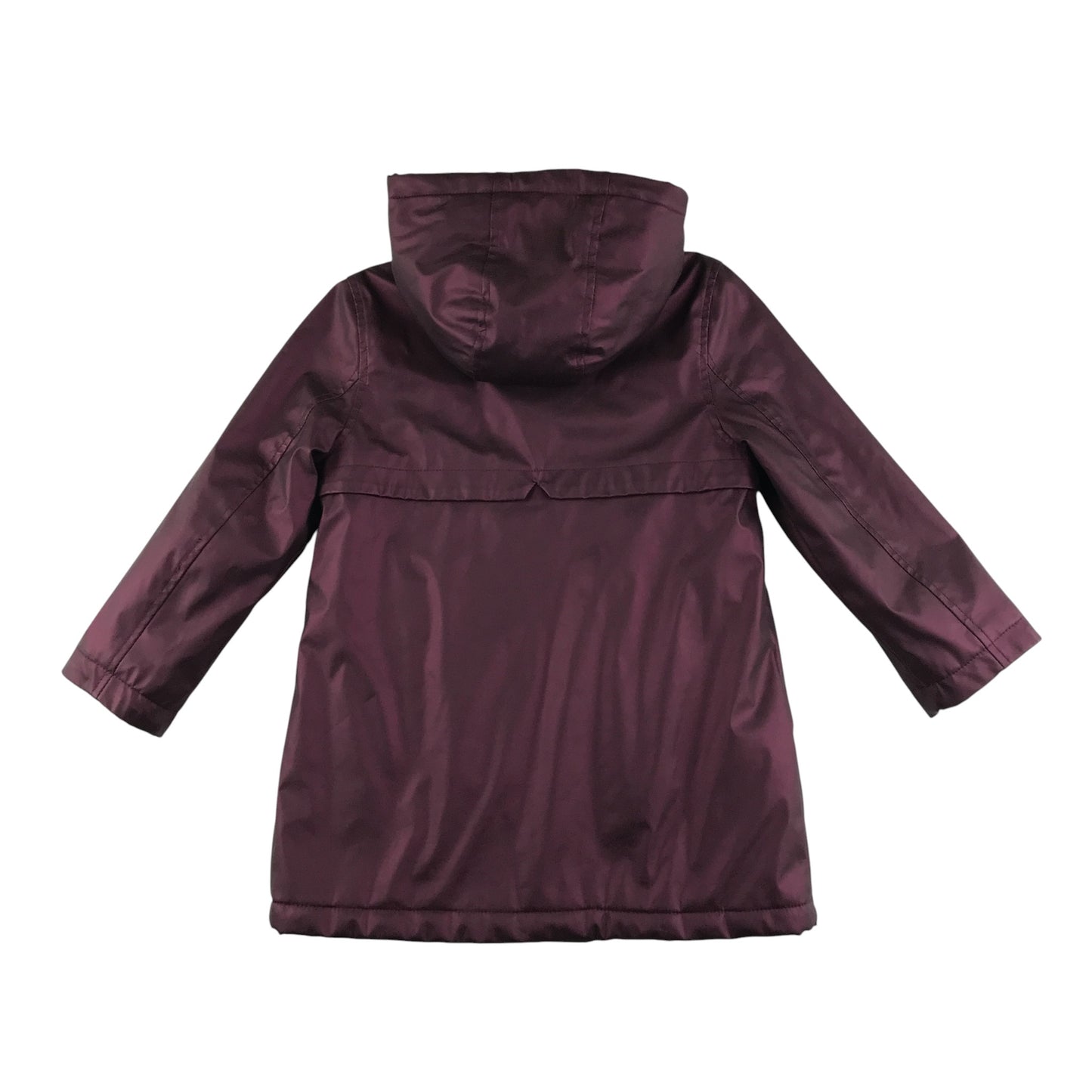M&S Raincoat 5-6 years burgundy faux fur interior