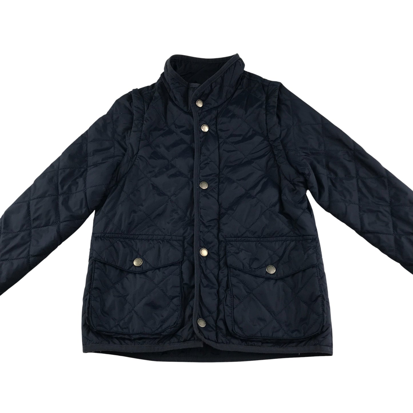 Zara light jacket 5-6 years navy quilted removeable zipper sleeves