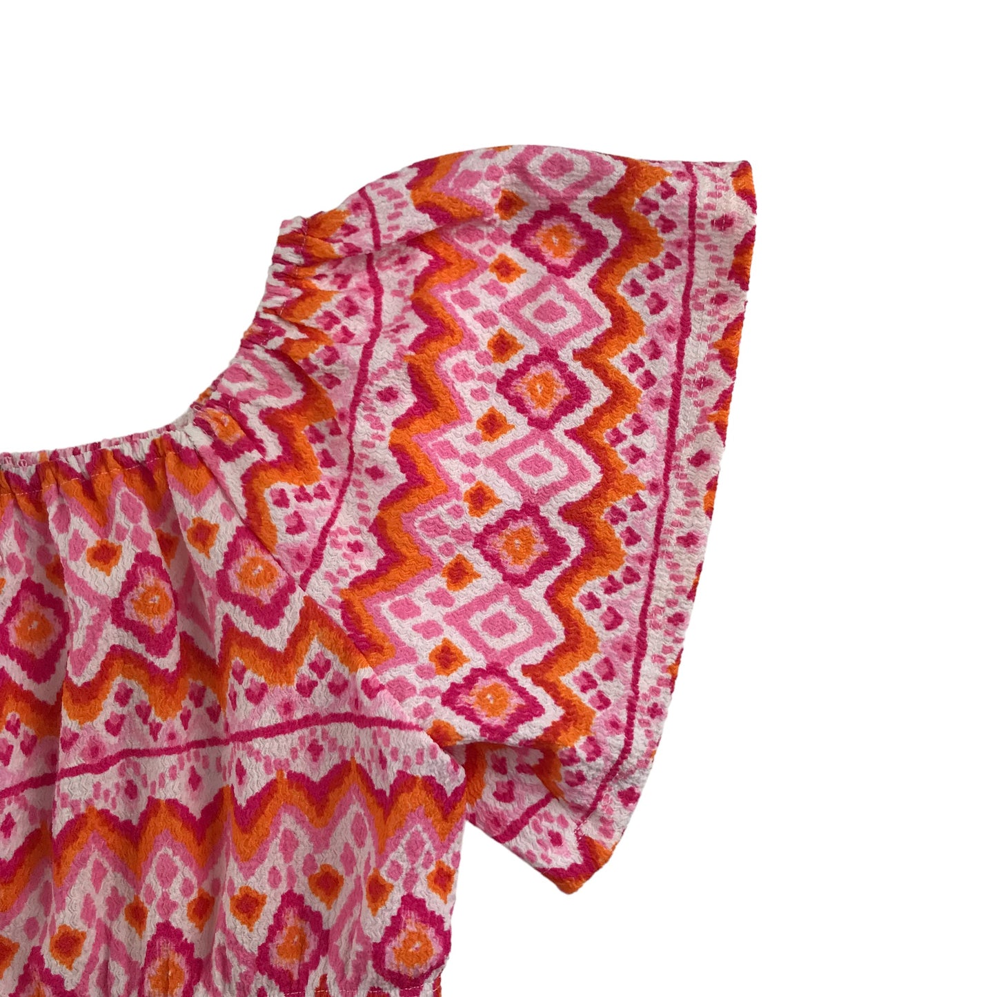 Matalan Top Age 11-12 Pink White Orange Cropped Butterfly Sleeves