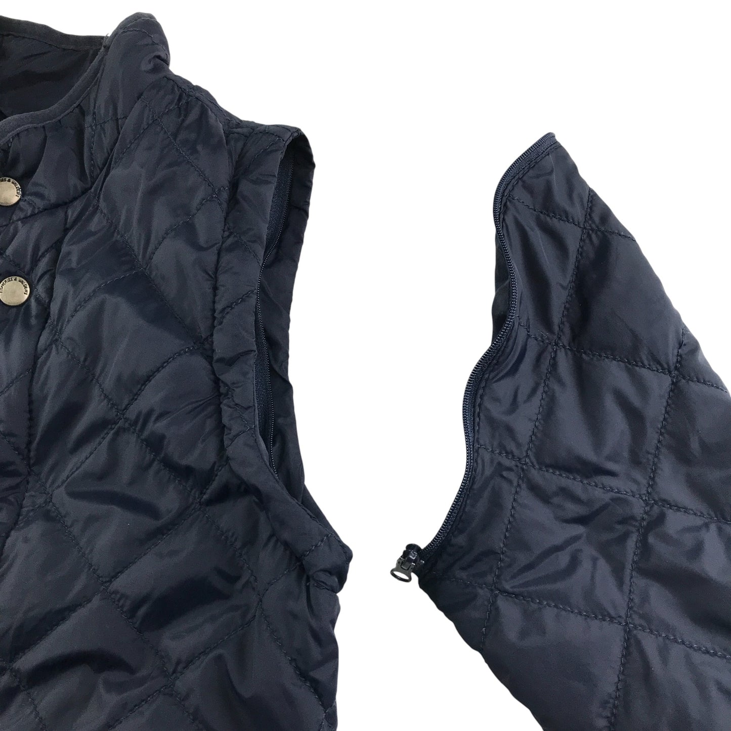 Zara light jacket 5-6 years navy quilted removeable zipper sleeves