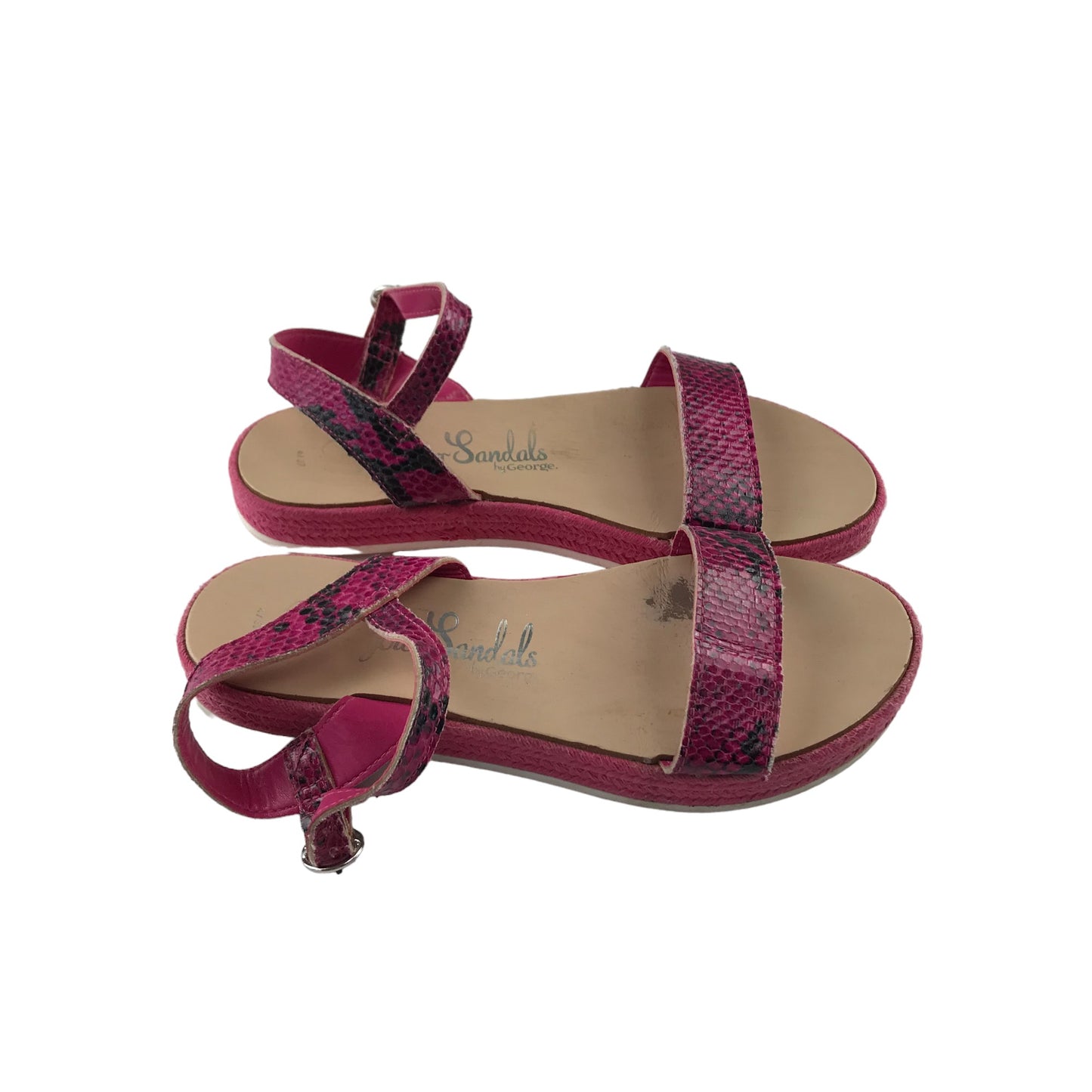 George Sandals Shoe Size 4 Fuchsia Scale Design