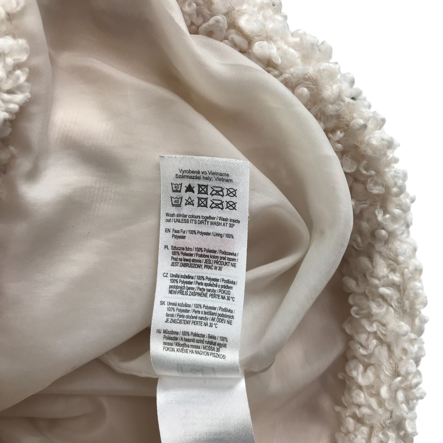 F&F coat 7-8 years white fuzzy faux fur button up