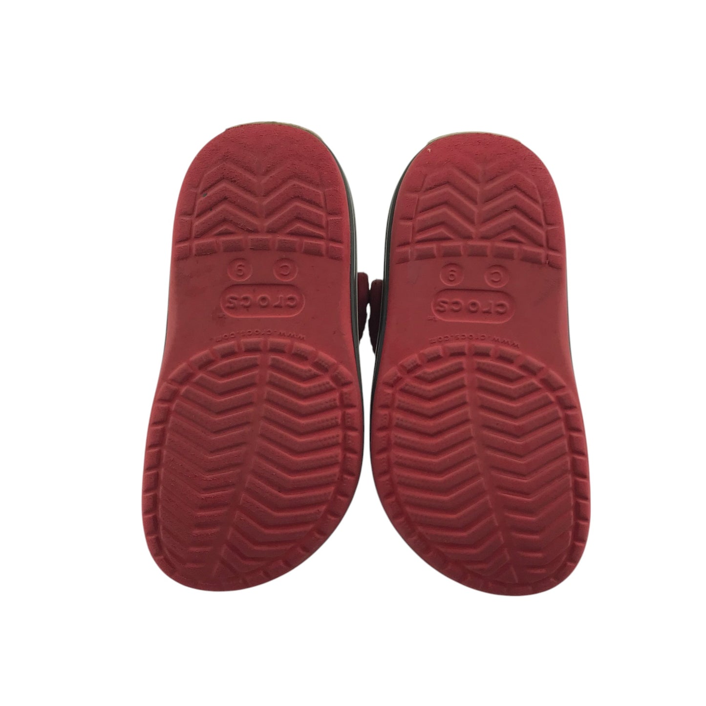 Crocs clogs shoe size 9 junior red slip on sandals with ankle straps