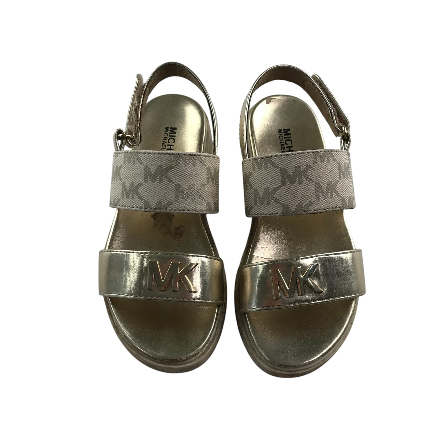 Michael Kors sandals shoe size 11.5 junior gold with logos