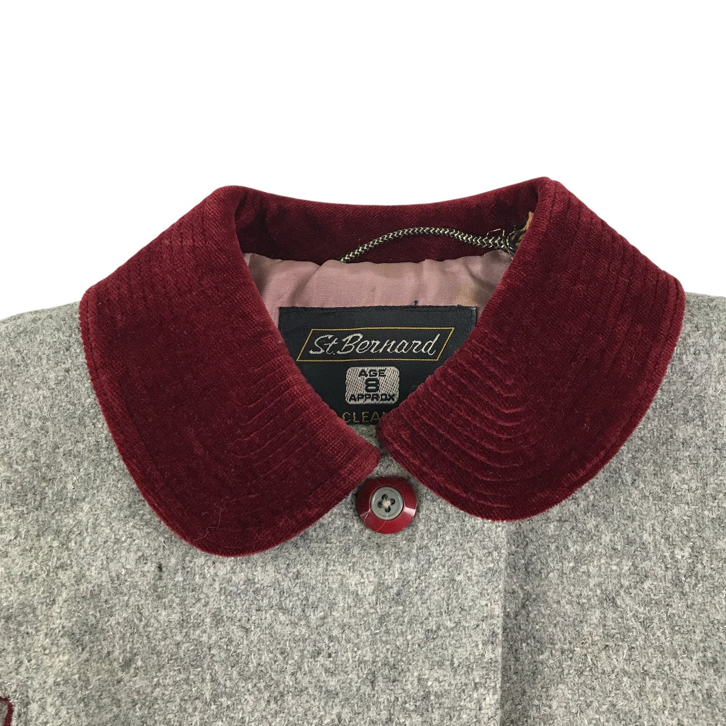 St.Bernard coat 7-8 years grey button up corduroy collar and scalloped neck detail wool