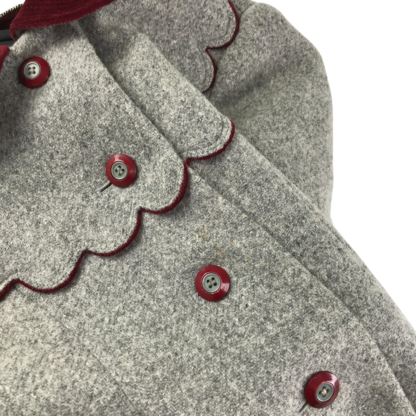 St.Bernard coat 7-8 years grey button up corduroy collar and scalloped neck detail wool