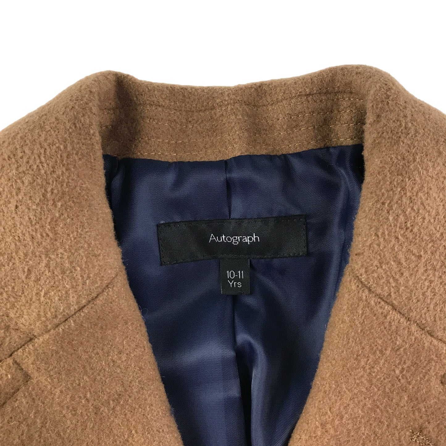 M&S coat 10-11 years brown hidden button up wool mix