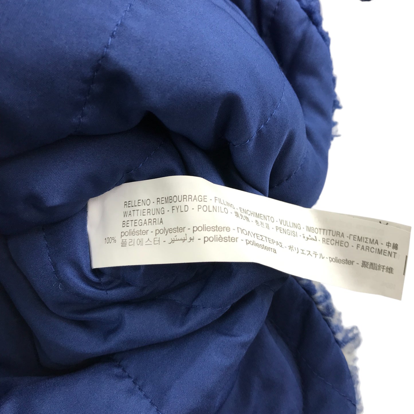 Zara coat 11-12 years blue and white two tone checked fuzzy faux fur