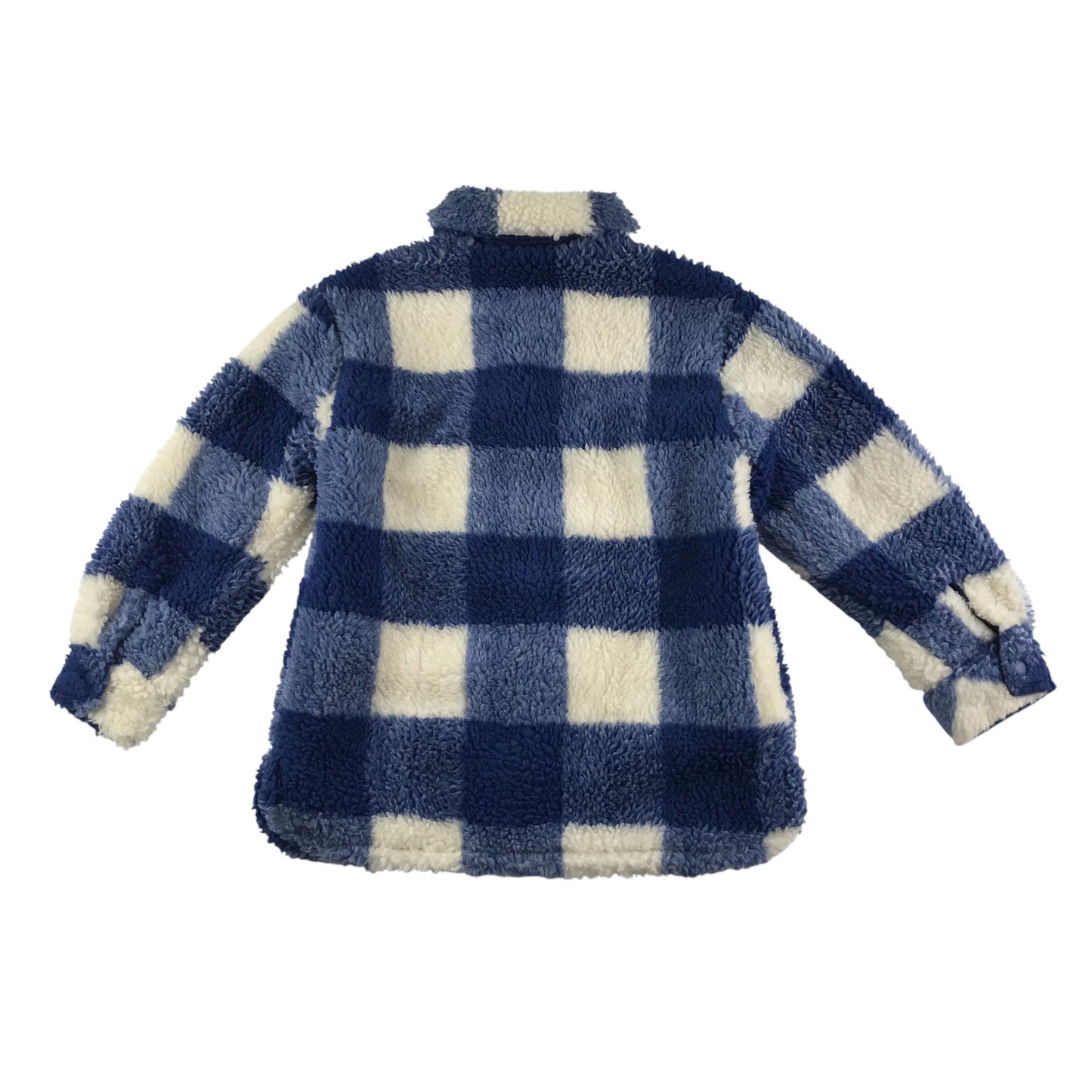 Zara coat 11-12 years blue and white two tone checked fuzzy faux fur