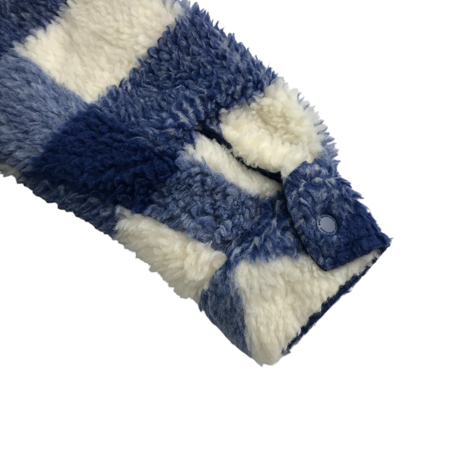 Zara coat 11-12 years blue and white two tone checked fuzzy faux fur