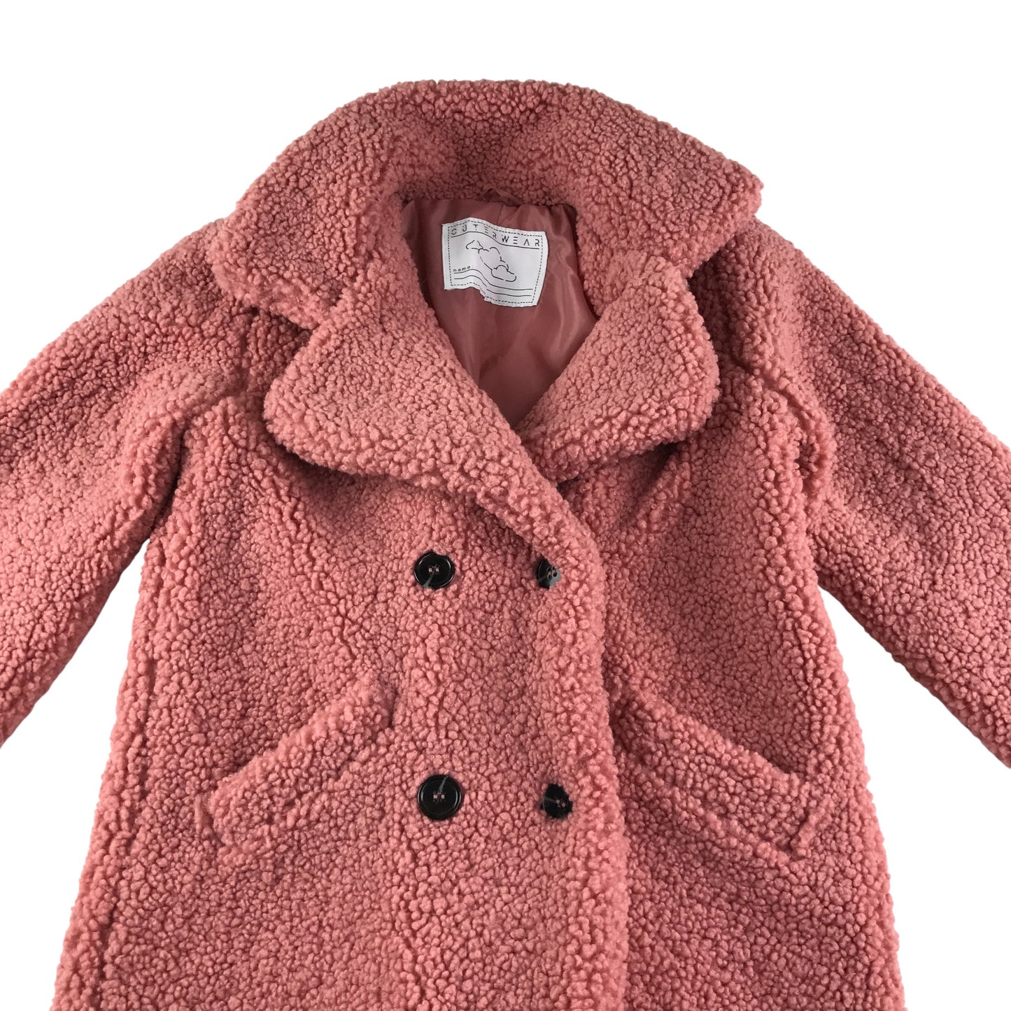 Tu coat 9-10 years pink fuzzy faux fur double breasted