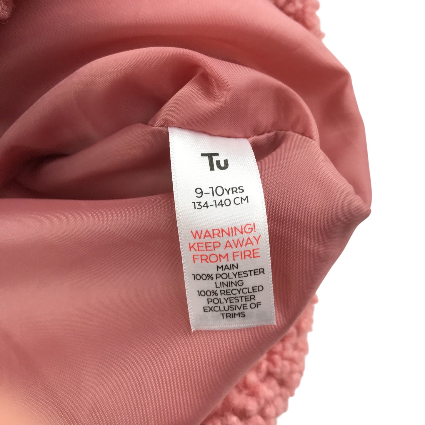 Tu coat 9-10 years pink fuzzy faux fur double breasted