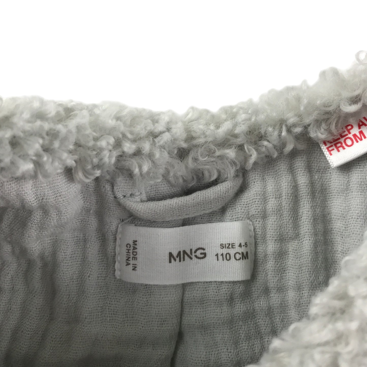 MNG coat 4-5 years light grey fuzzy faux fur