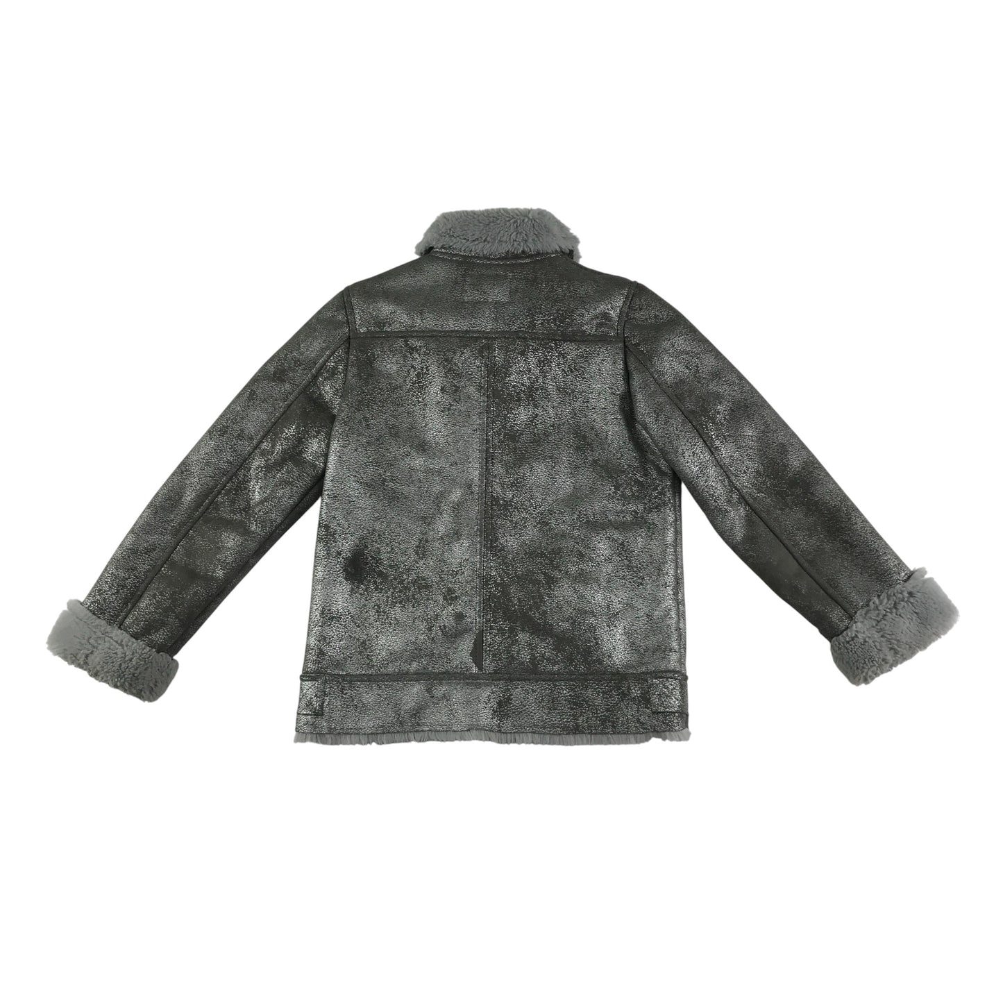 Catimini coat 5-6 years grey rustic colour with faux fur collar and wrists