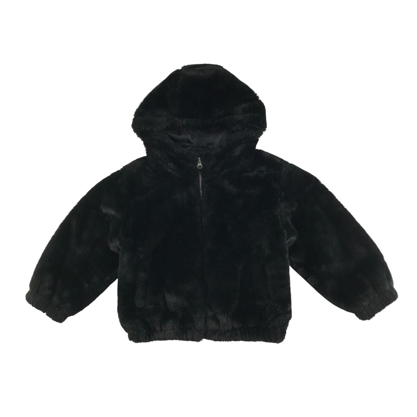 Tu coat 5-6 years black fuzzy faux fur full zipper