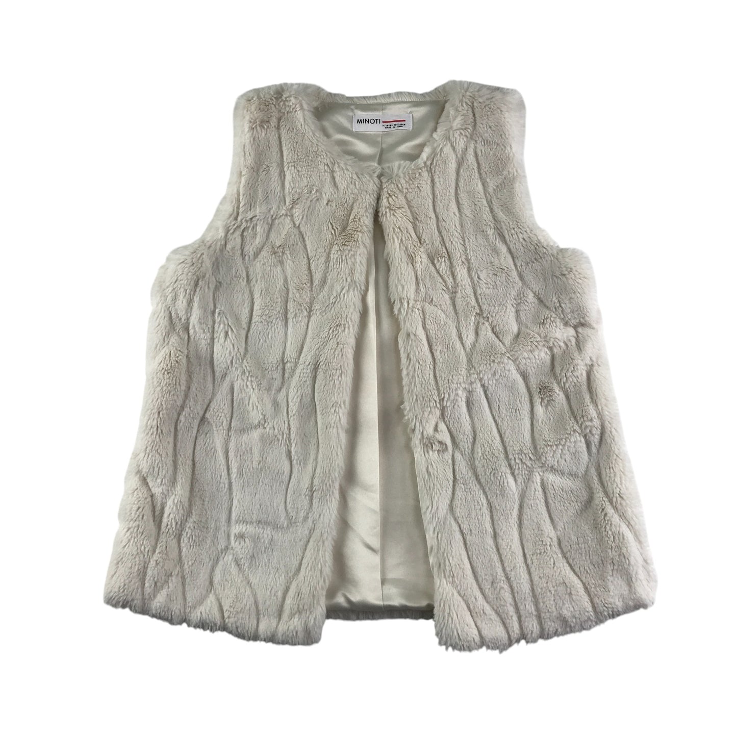 Minoti Faux fur gilet 9-10 years white fluffy sleeveless vest top