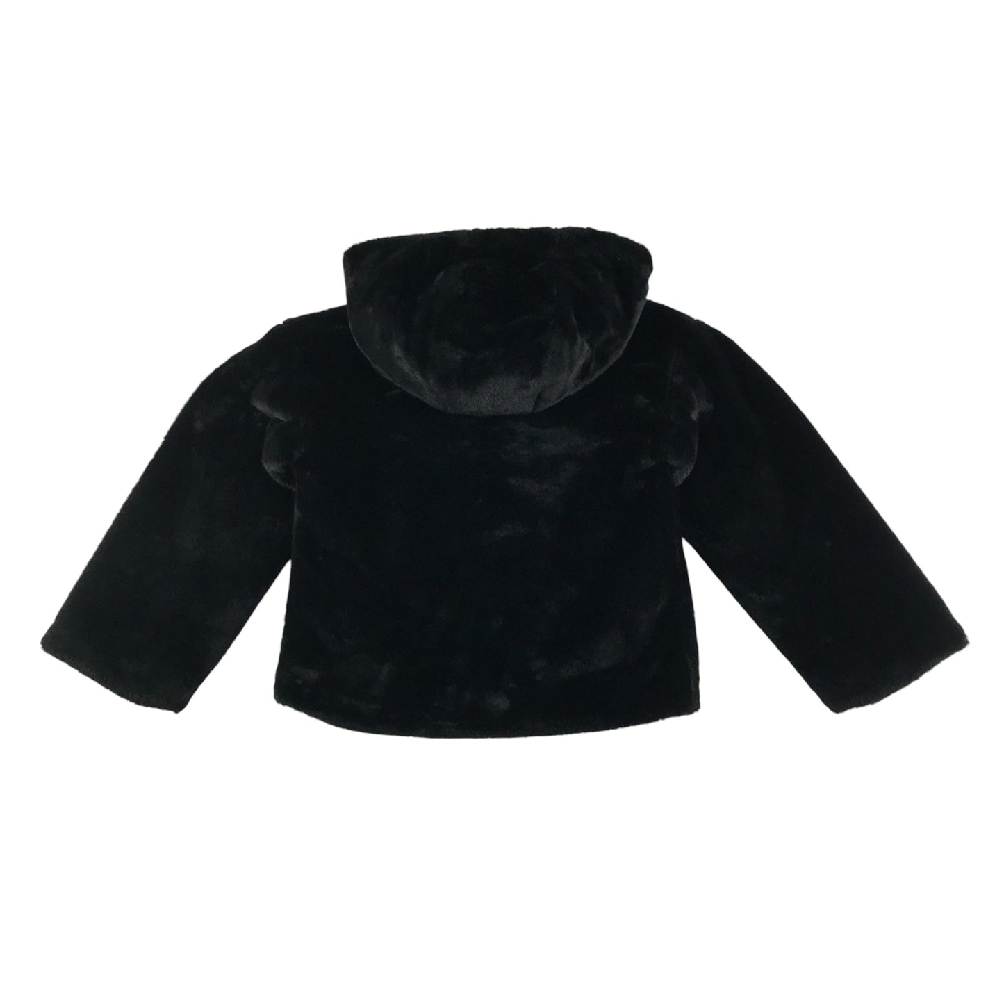 Primark coat 9-10 years black fuzzy faux fur full zipper