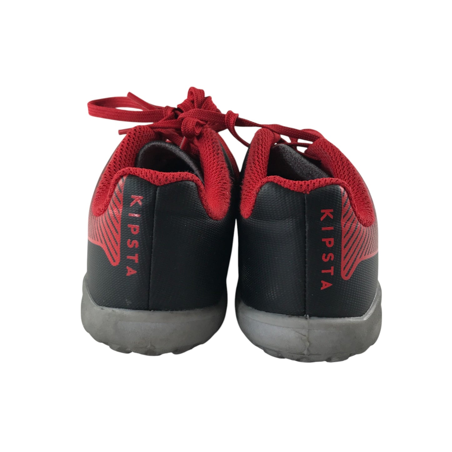 Decathlon football boots shoe size UK 10.5 junior black and red artificial grass