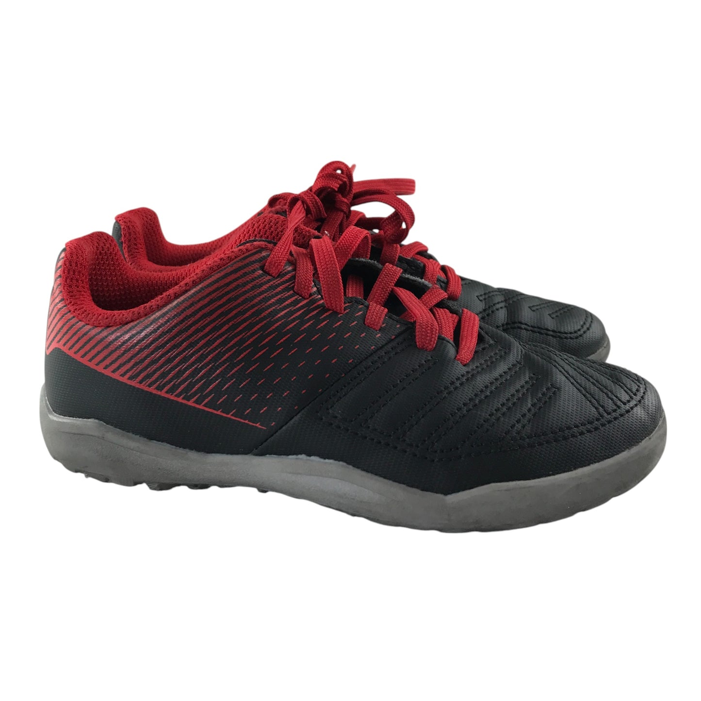 Decathlon football boots shoe size UK 10.5 junior black and red artificial grass