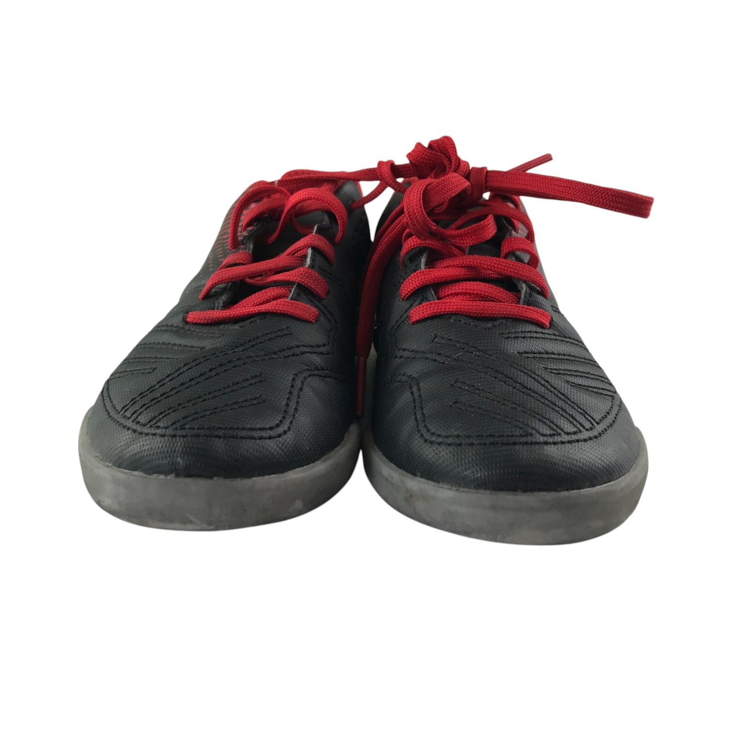 Decathlon football boots shoe size UK 10.5 junior black and red artificial grass