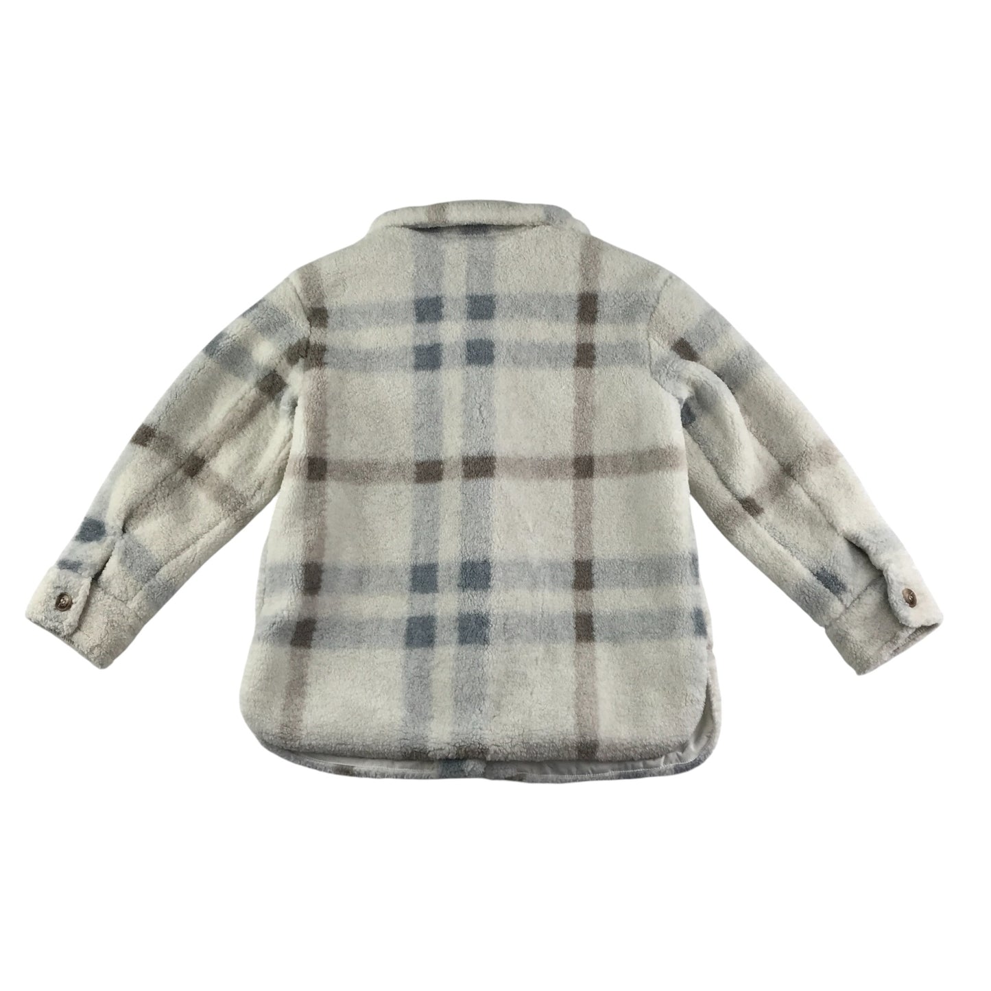 Nutmeg coat 9-10 years white checked fuzzy faux fur