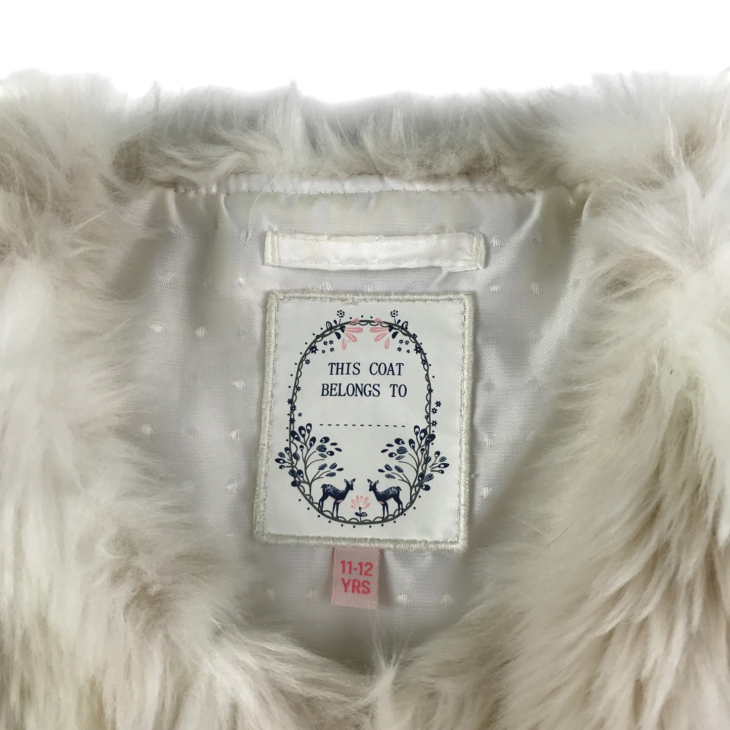 M&S Faux fur gilet 11-12 years white and brown fluffy sleeveless vest top