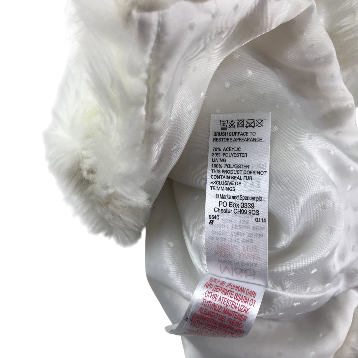 M&S Faux fur gilet 11-12 years white and brown fluffy sleeveless vest top