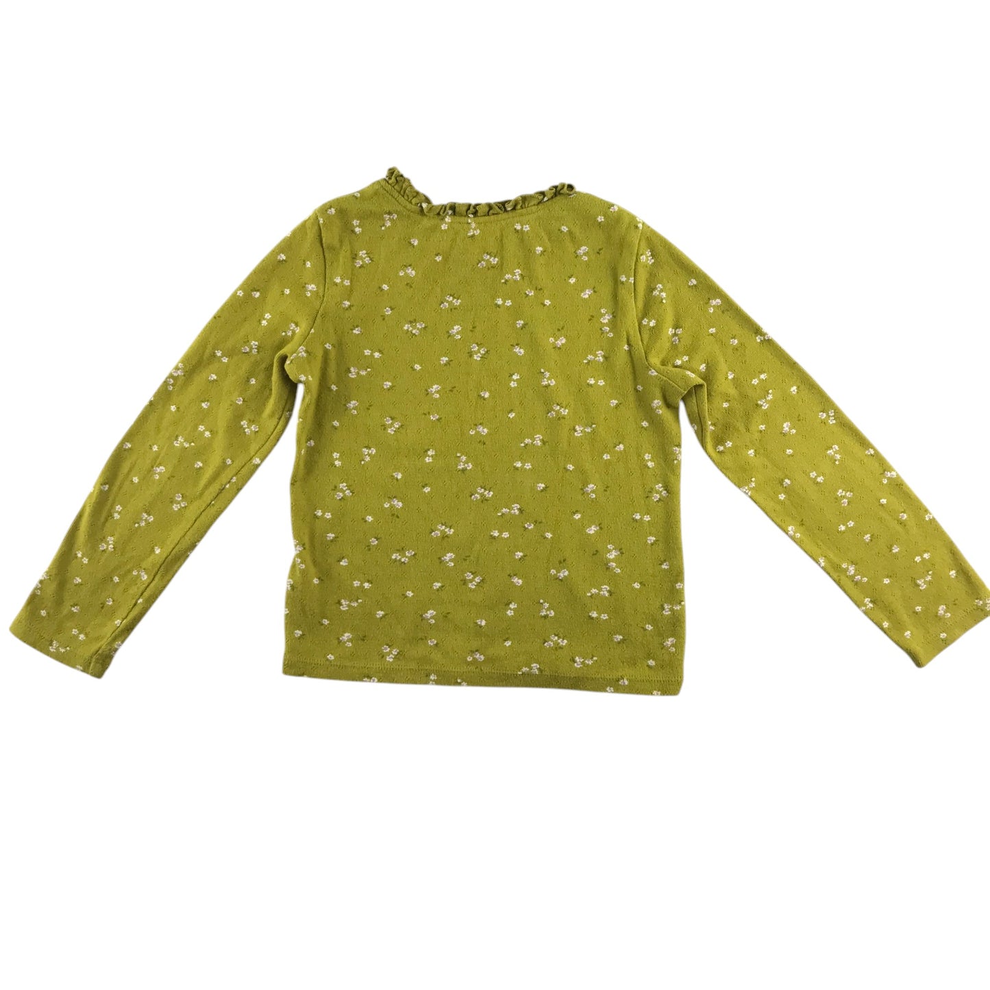 Next t-shirt 5-6 years mustard yellowy green long sleeve floral cotton