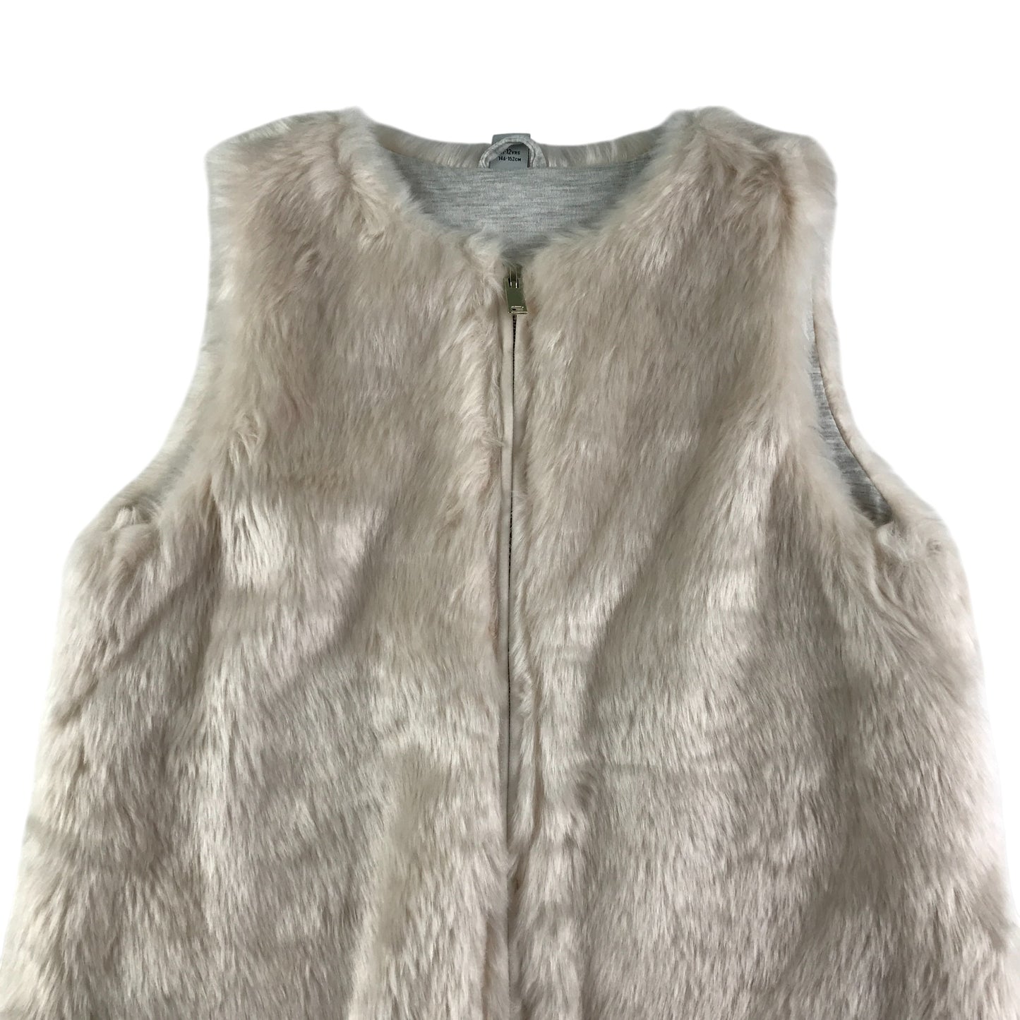 Tu Faux fur gilet 11-12 years beige fluffy sleeveless vest top