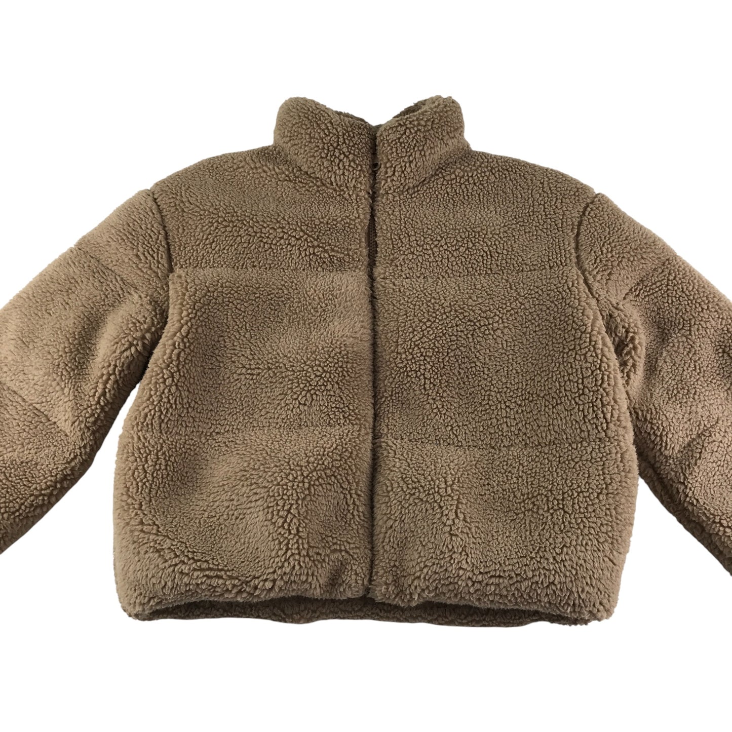 915 coat 12-13 years brown fuzzy faux fur cropped
