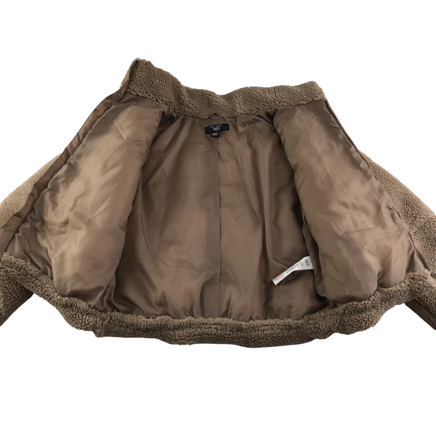 915 coat 12-13 years brown fuzzy faux fur cropped