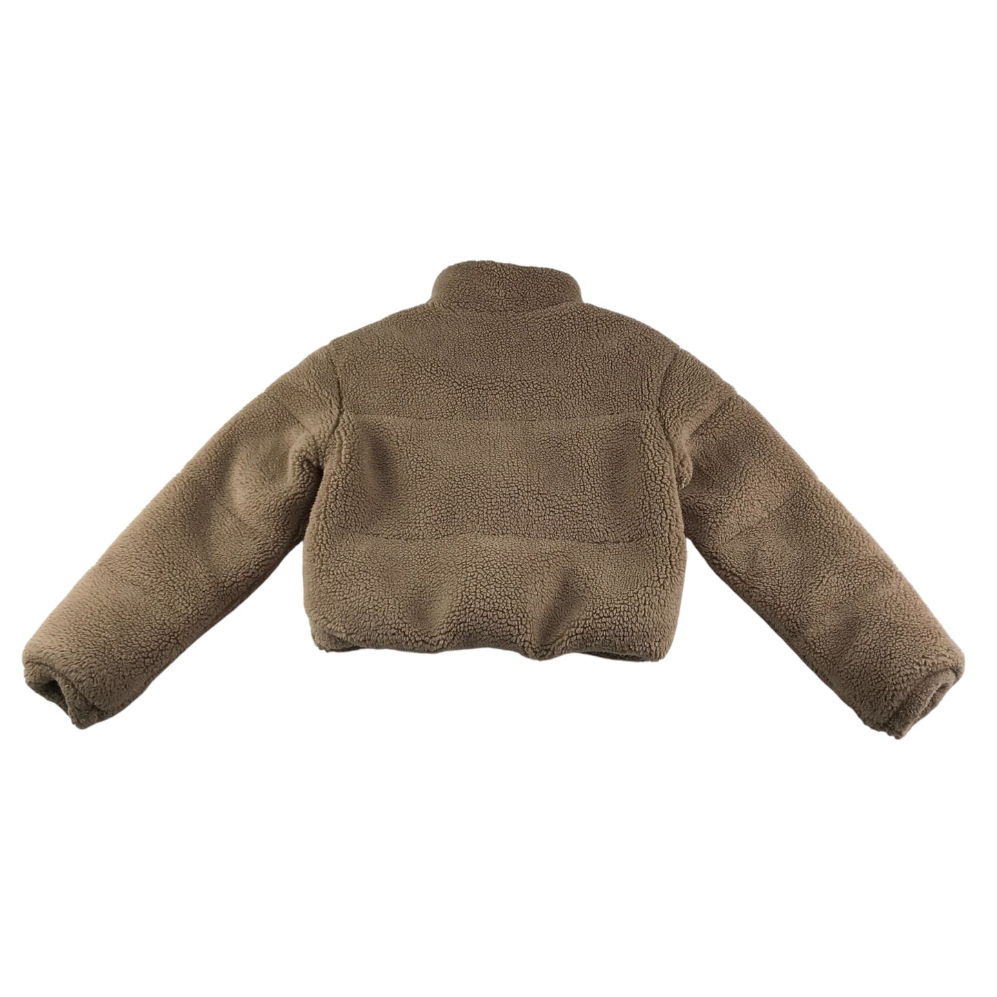 915 coat 12-13 years brown fuzzy faux fur cropped