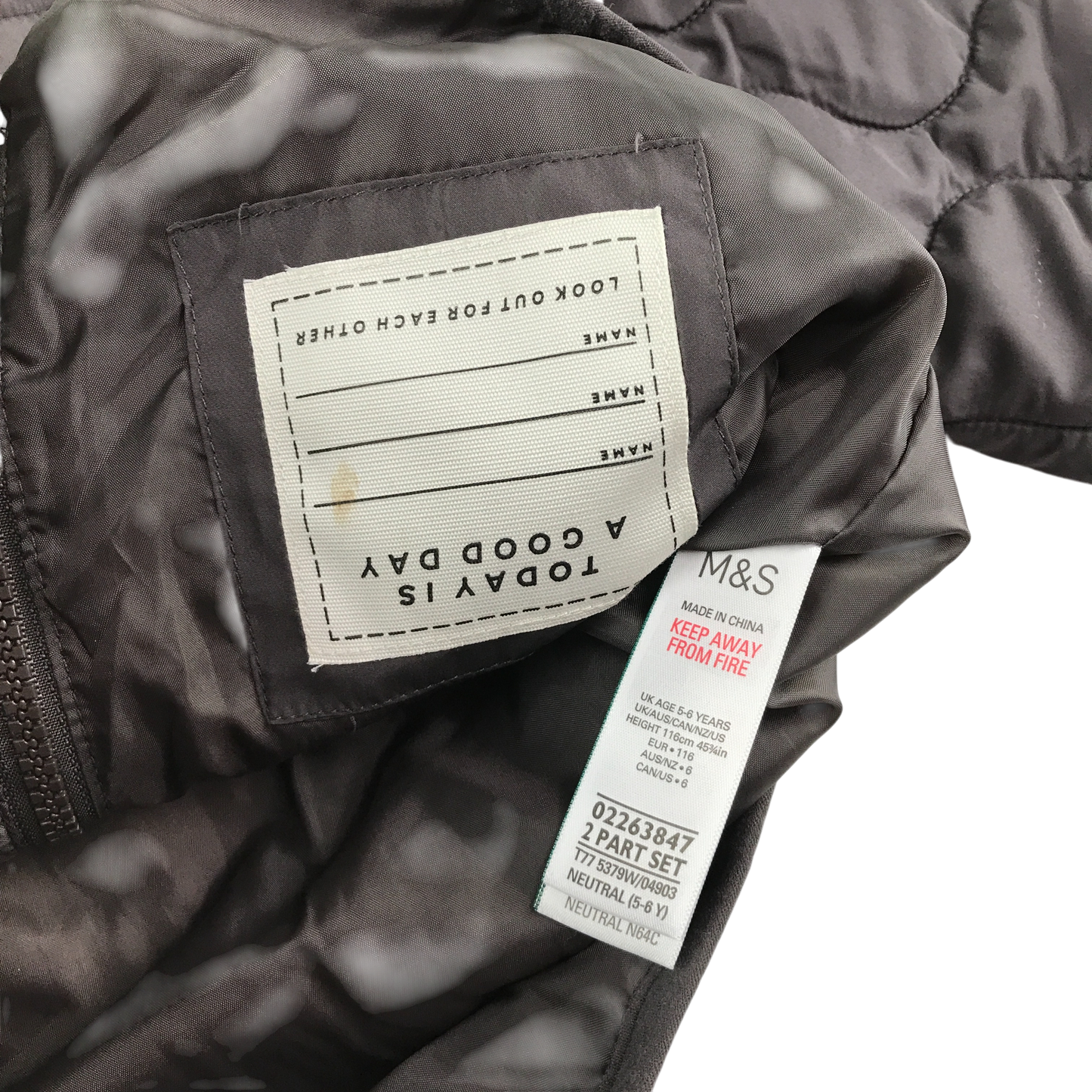 M&S Quilted Bomber Jacket 5-6 Years Brown