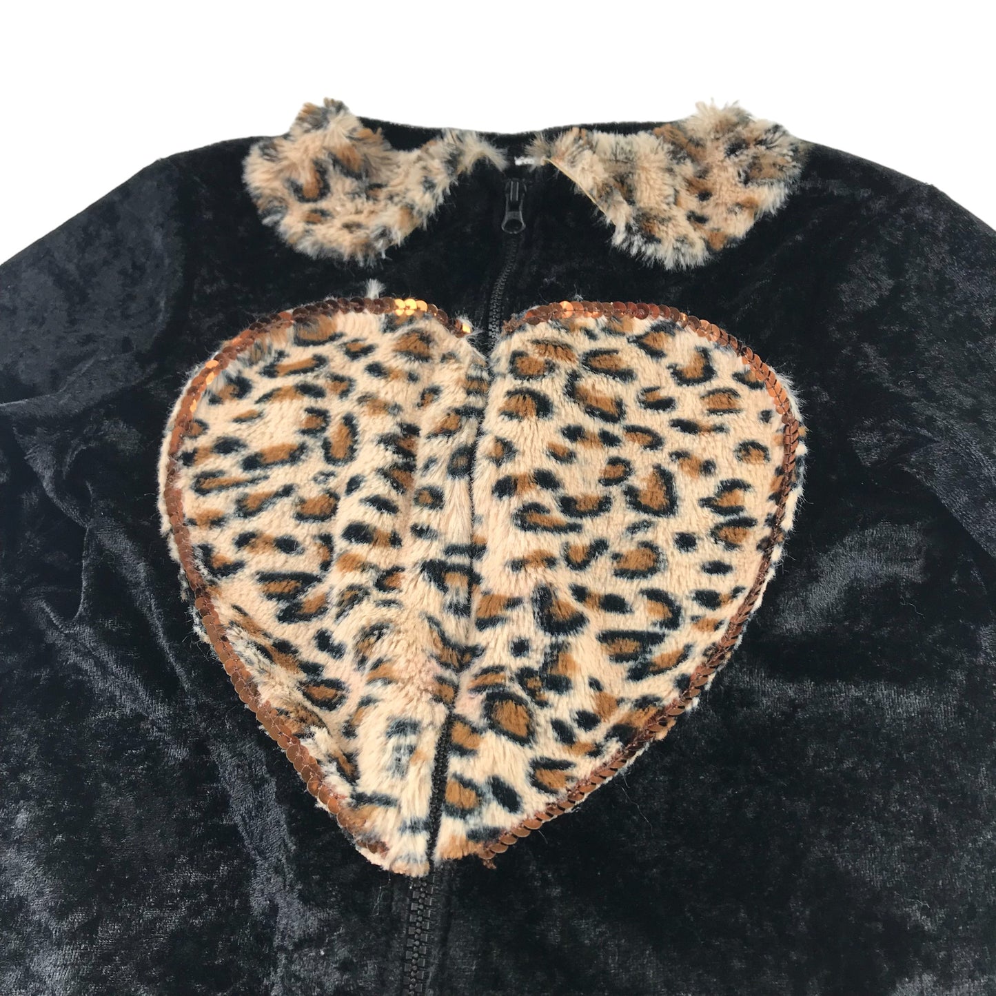 F&F Costume 5-6 Years Black Cat onesie with Love Heart and Collared Animal Print