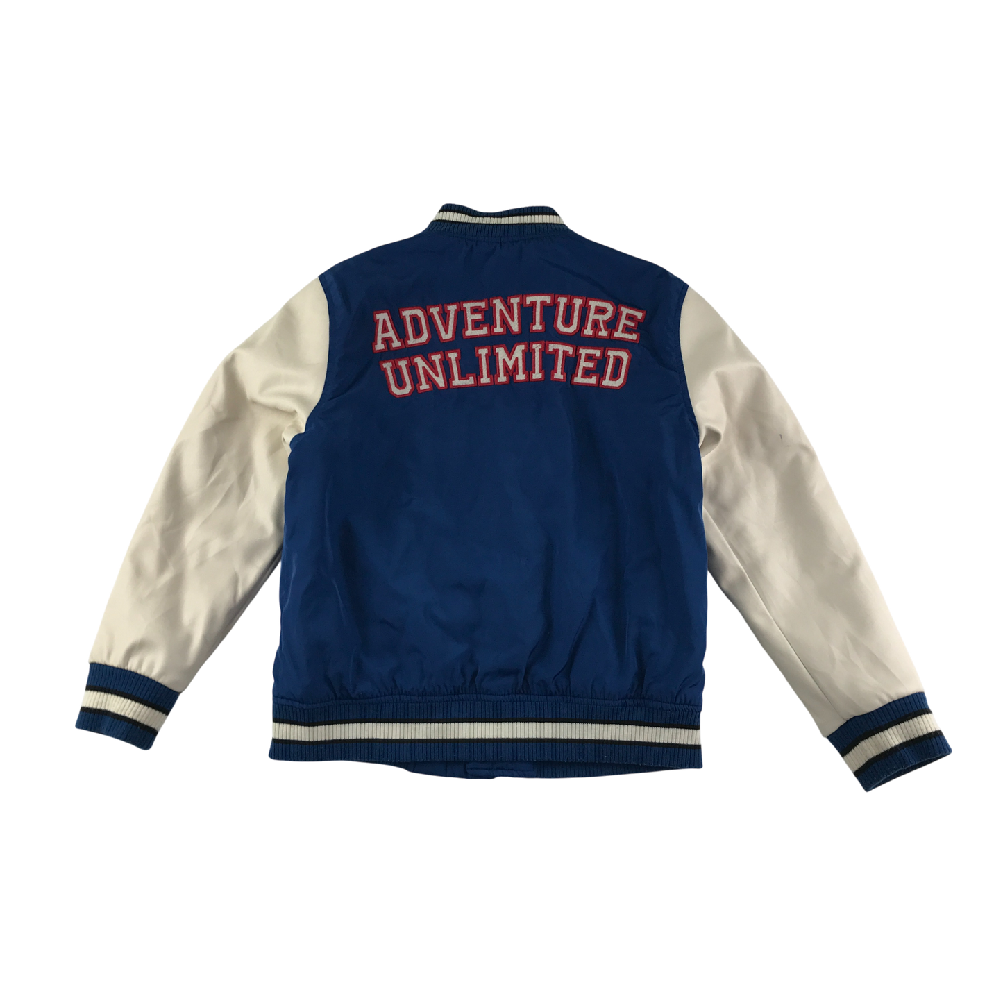 Zara Baseball Jacket 8-9 Years Blue with Embroidered Text Logos