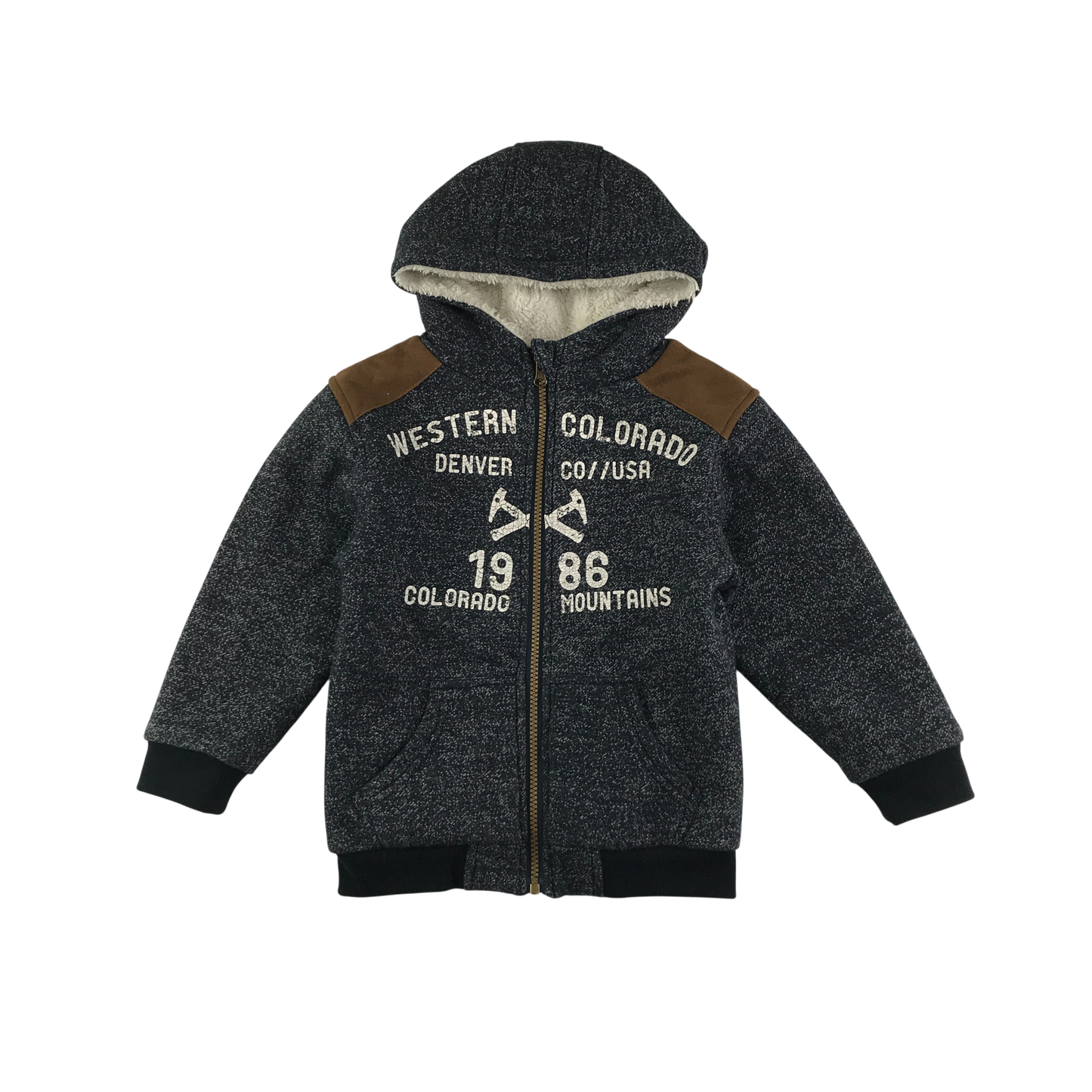 Rebel Hooded Fleece Jacket 5-6 Years Grey with Sherpa Inside