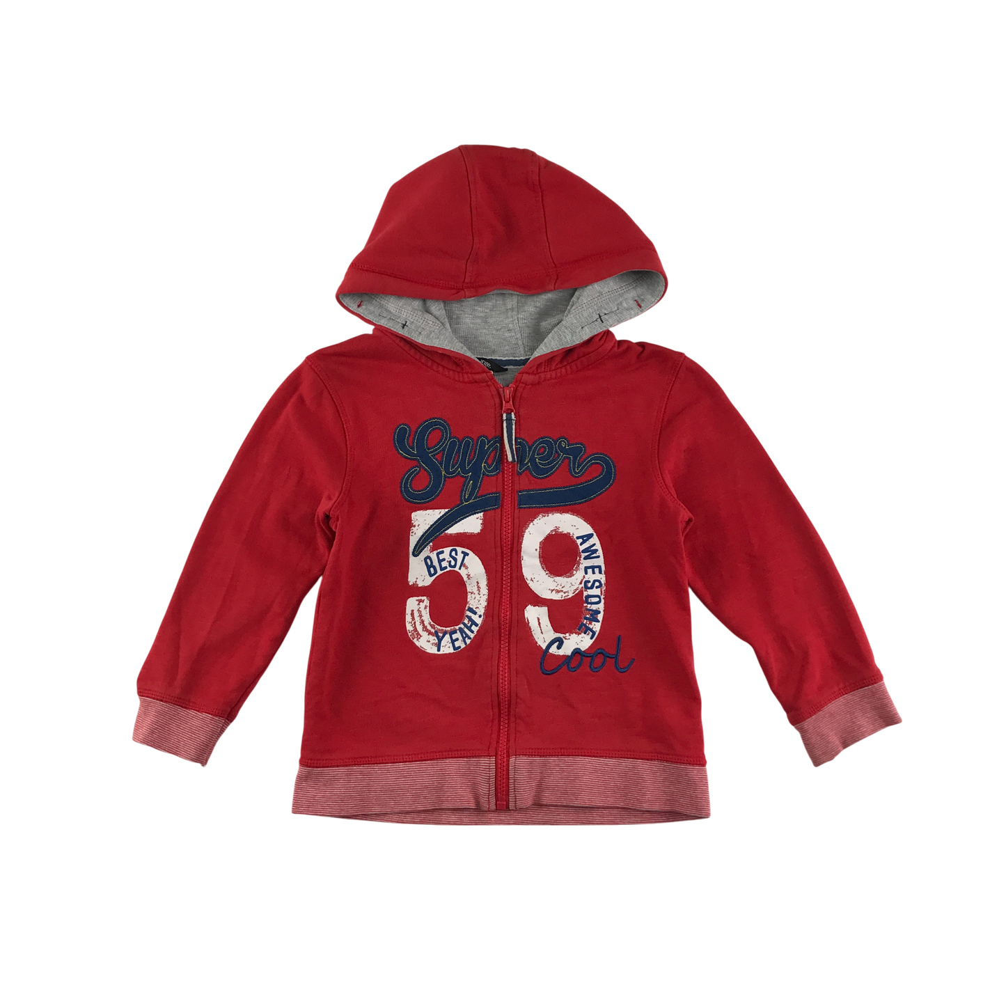 George Hooded Fleece 5-6 Years Red with Text Graphic Cotton