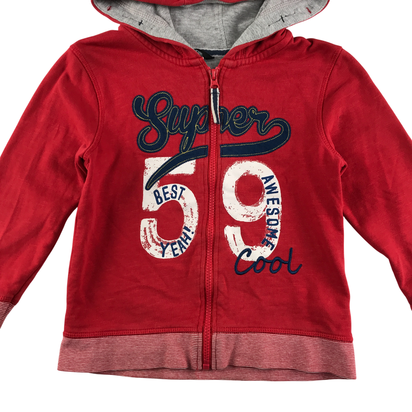 George Hooded Fleece 5-6 Years Red with Text Graphic Cotton