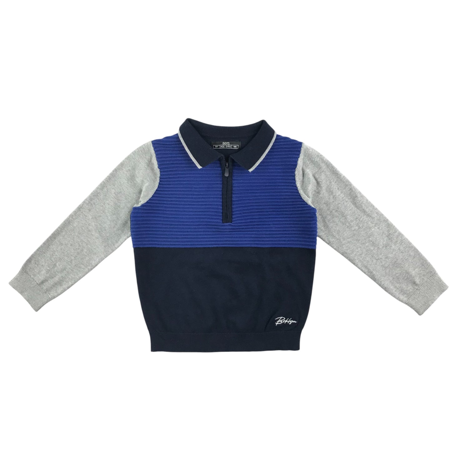 Matalan polo shirt 4-5 years blue panelled long sleeve