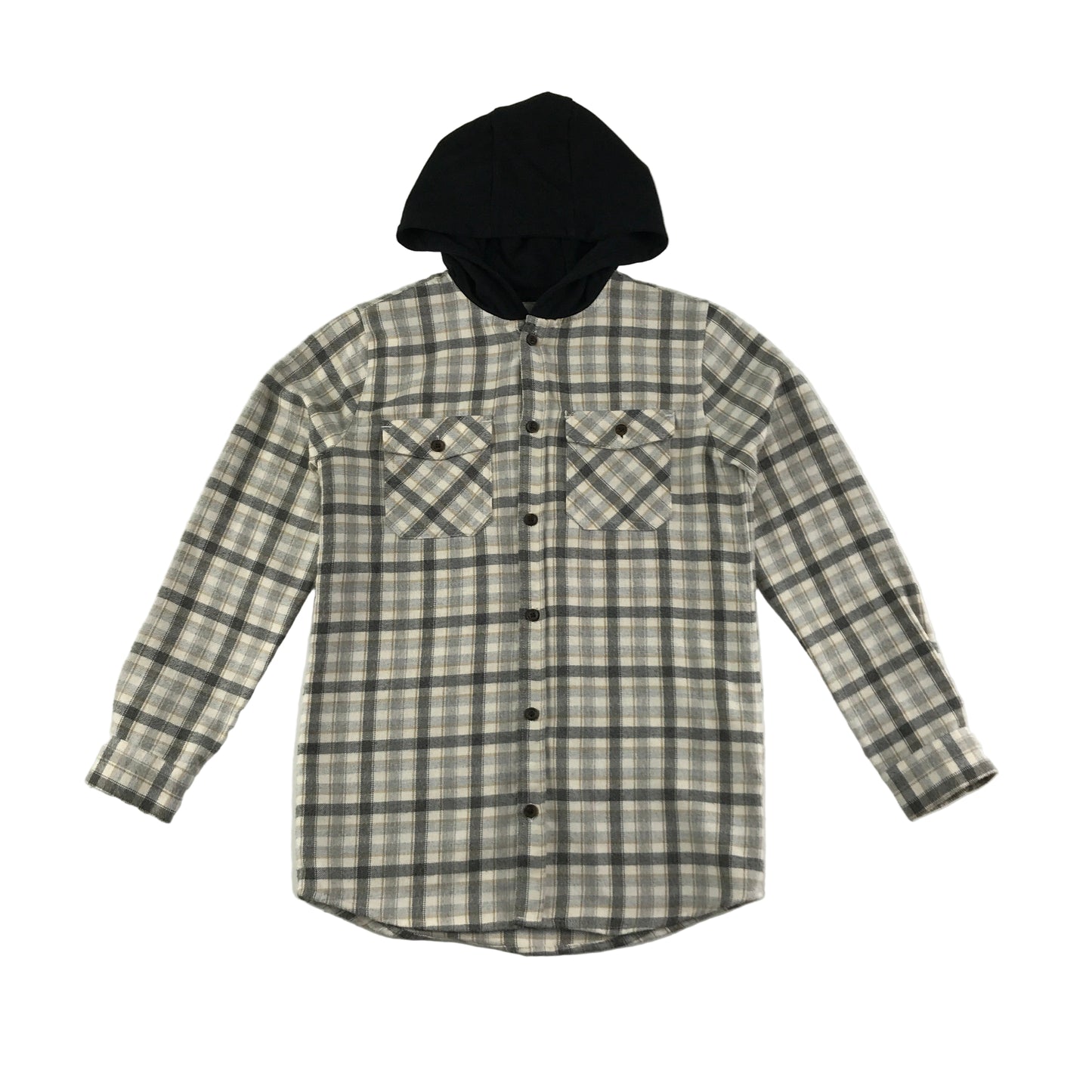 River Island Shirt 9-10 Years Beige Check Pattern with Hood