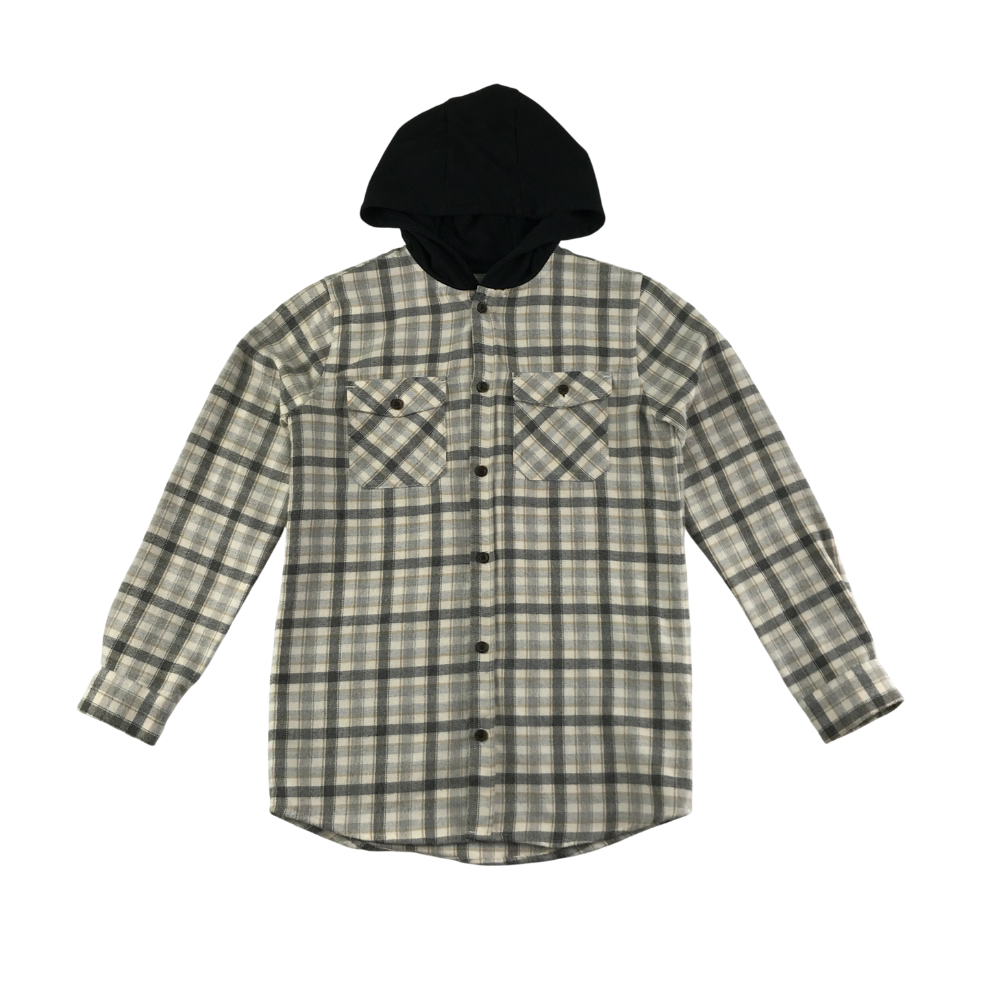 River Island Shirt 9-10 Years Beige Check Pattern with Hood