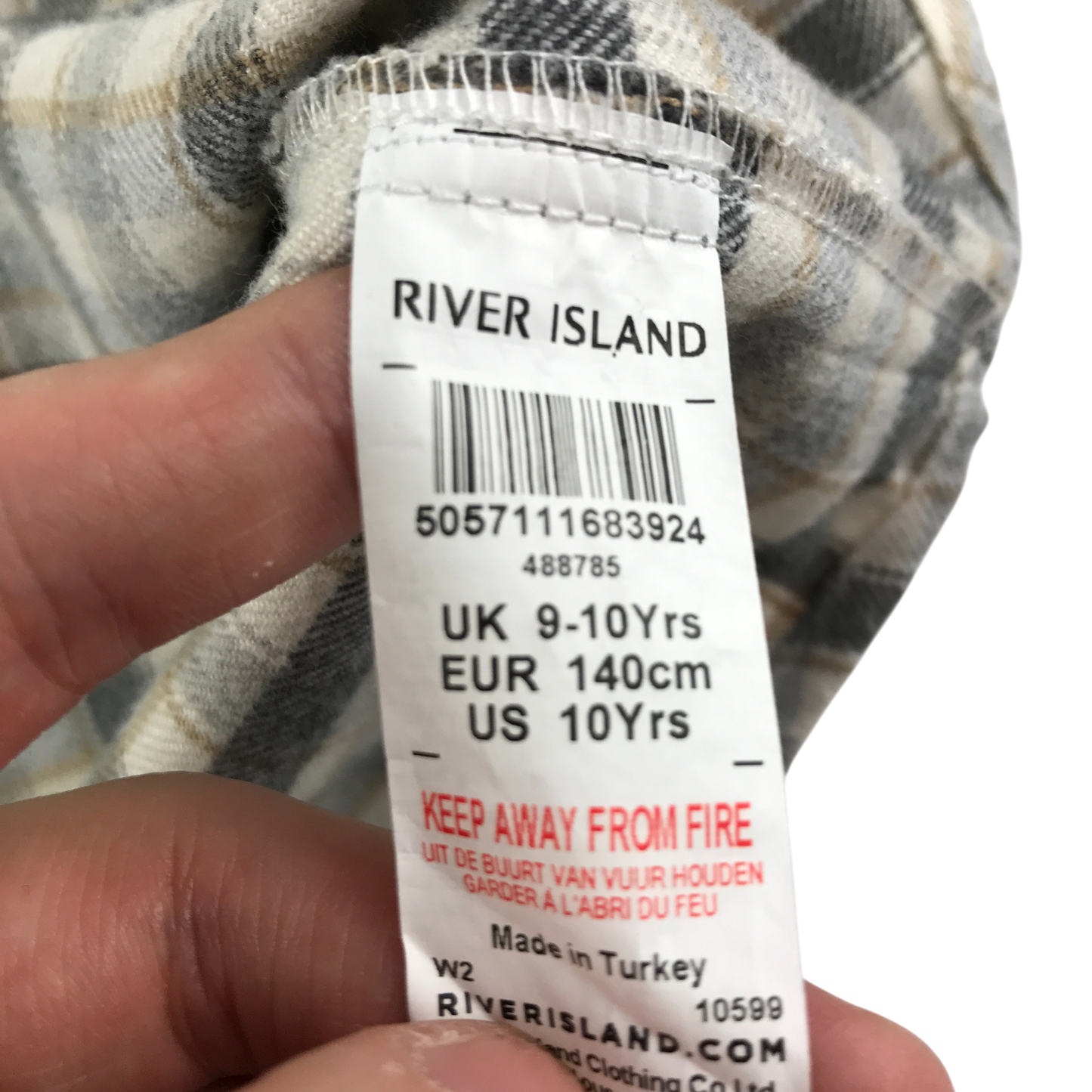 River Island Shirt 9-10 Years Beige Check Pattern with Hood