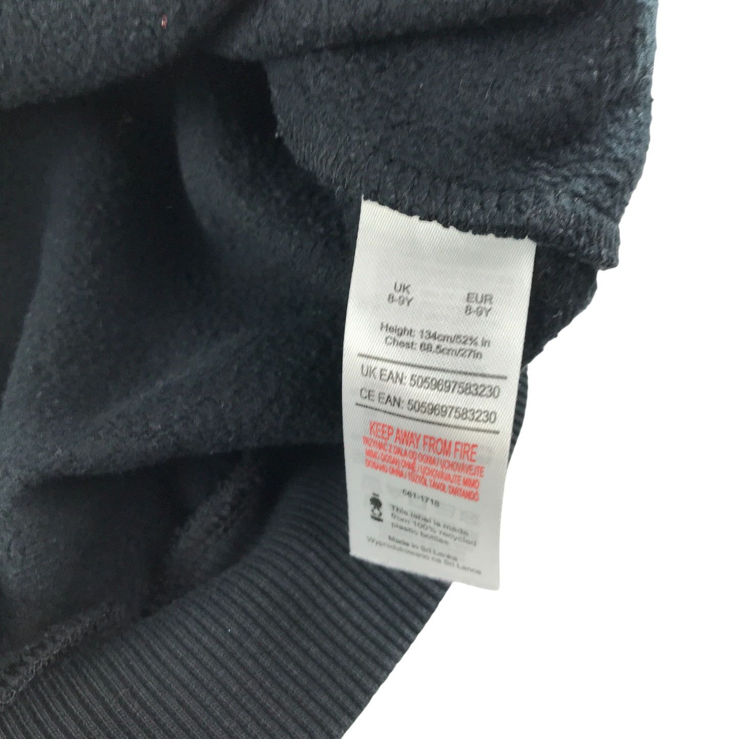 F&F Jumper 8-9 Years Black Mickey Mouse Pattern with Faux Fur Sleeves